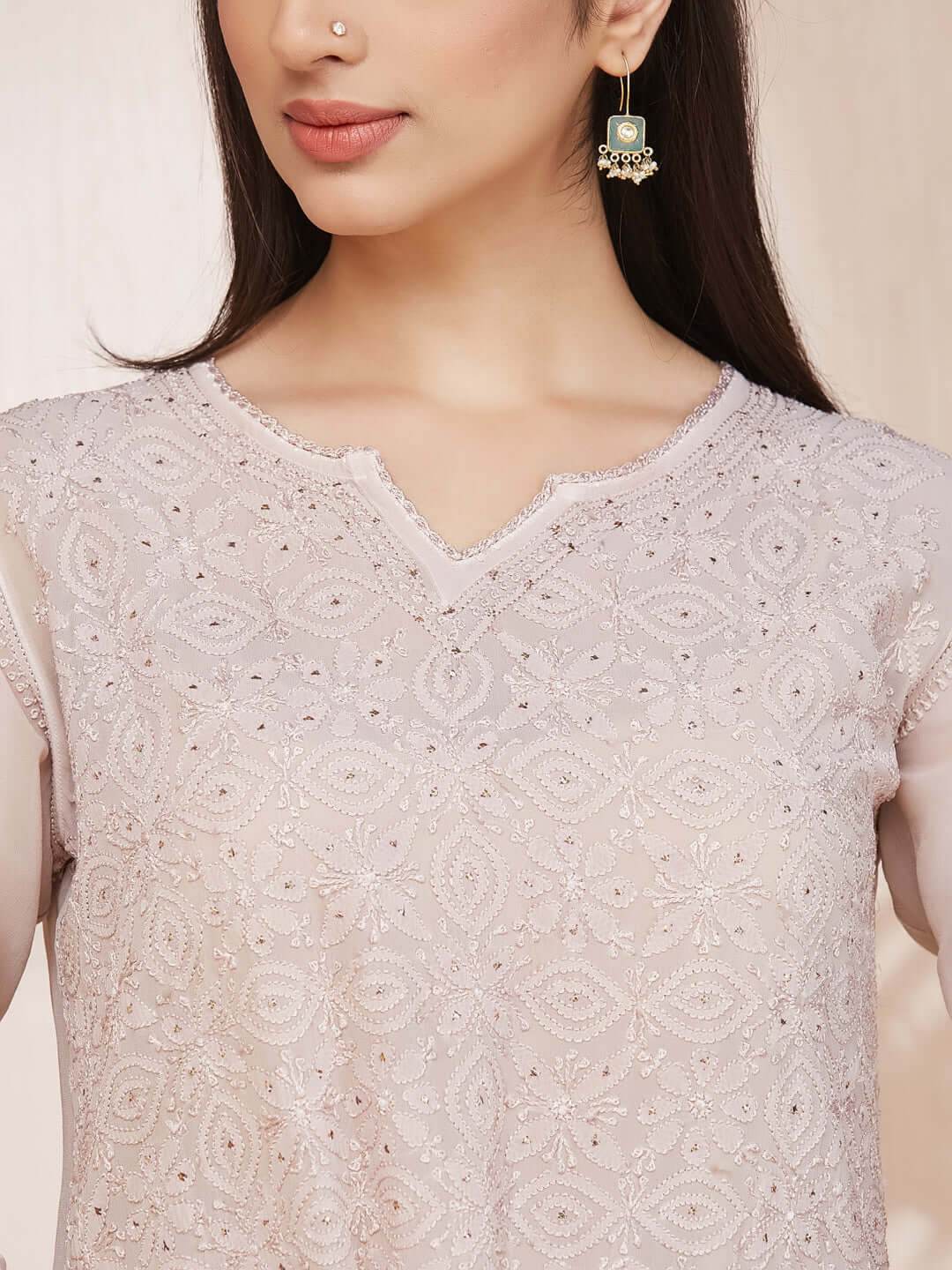 ALISHA Chikankari Straight Top - KRI CHIKANKARI