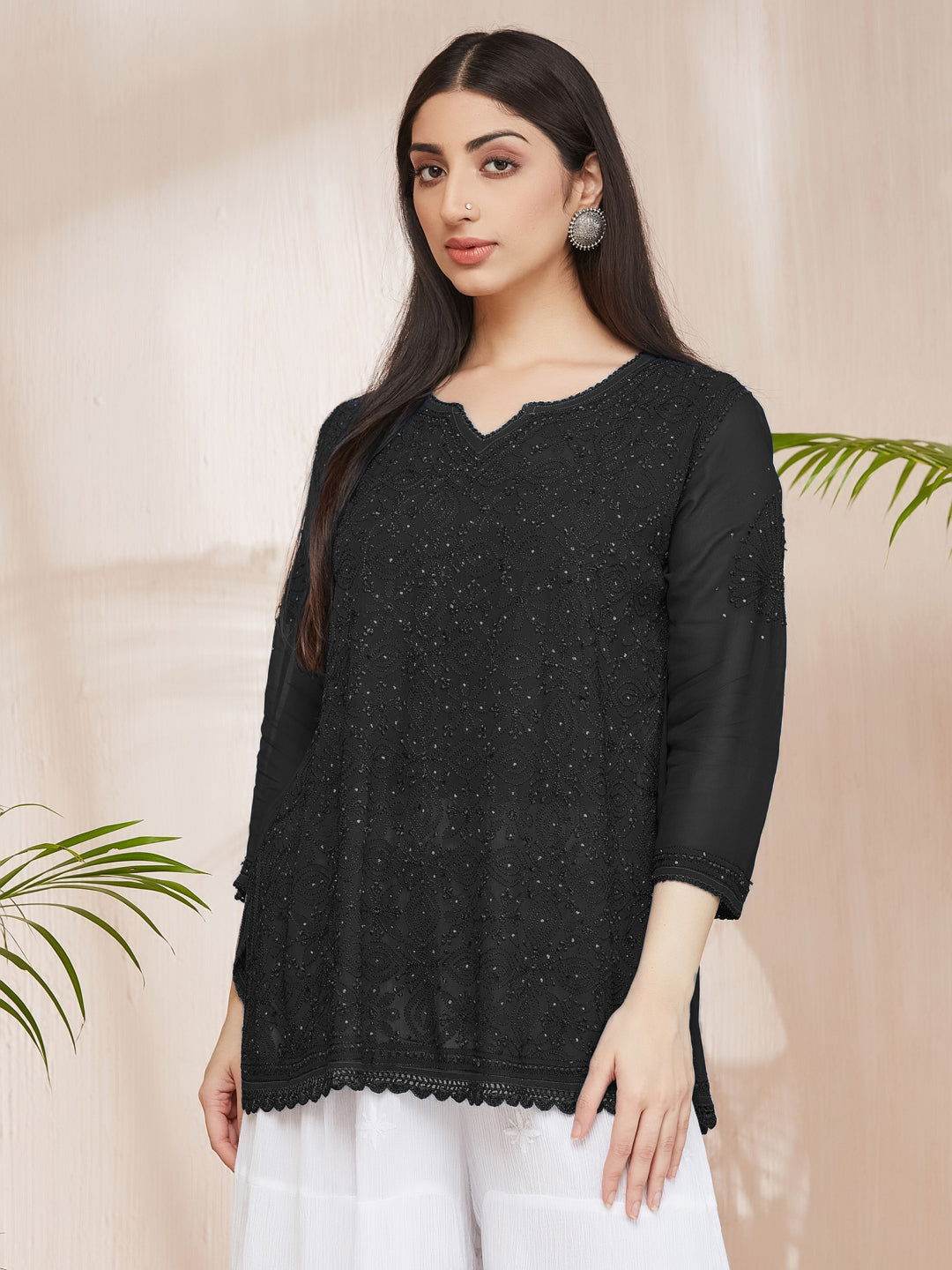 ALISHA Chikankari Straight Top - KRI CHIKANKARI