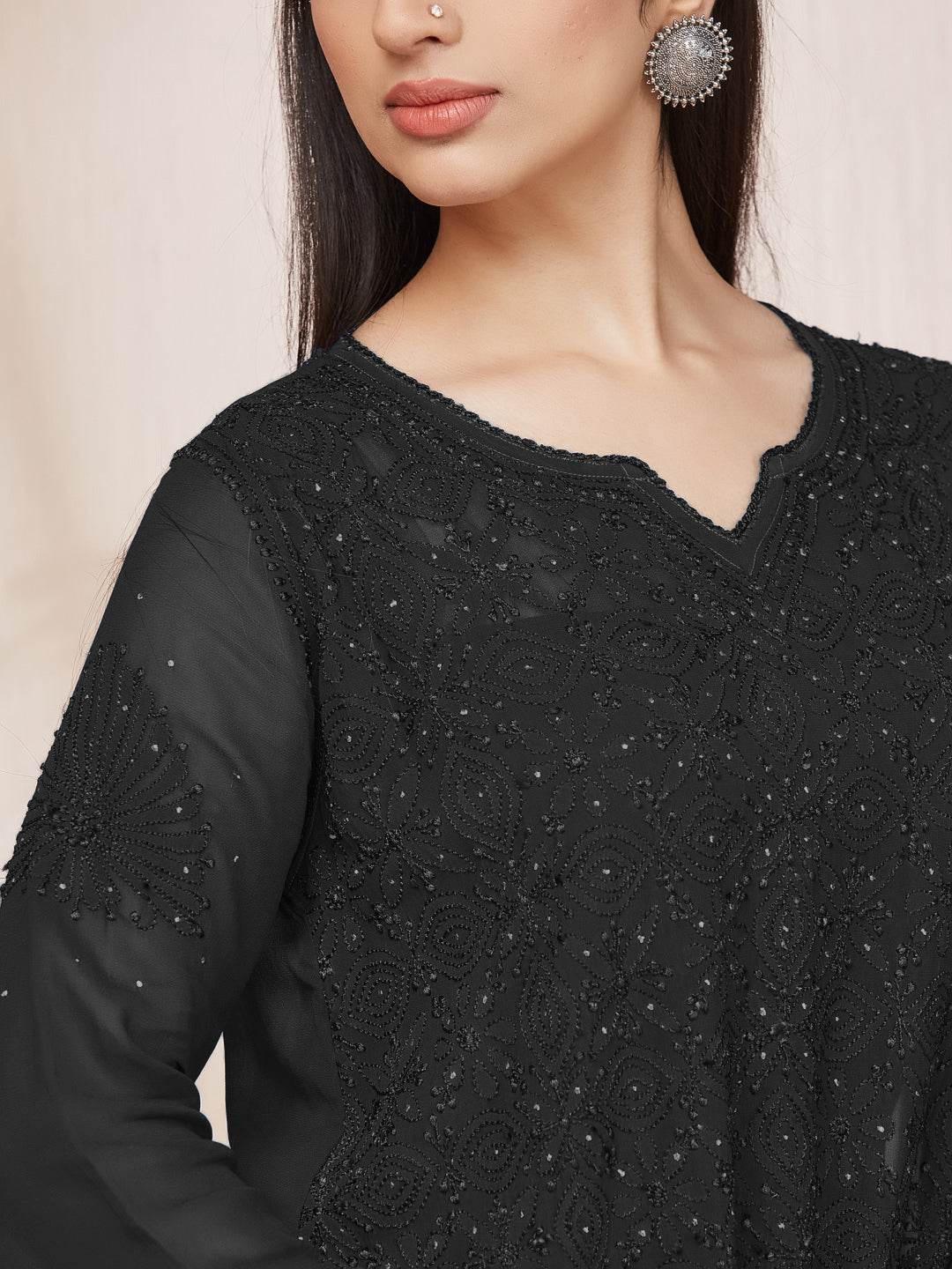 ALISHA Chikankari Straight Top - KRI CHIKANKARI