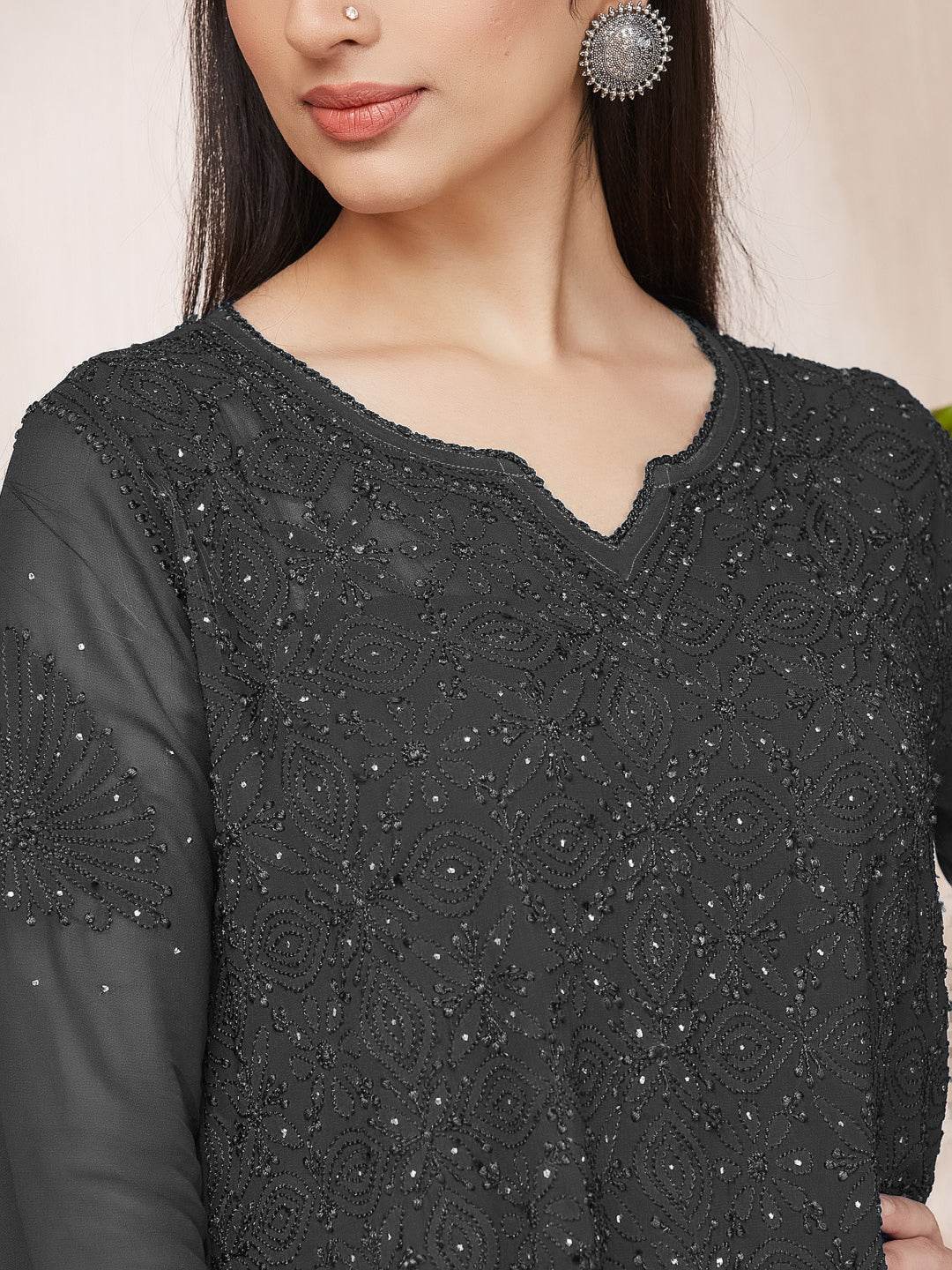 ALISHA Chikankari Straight Top - KRI CHIKANKARI