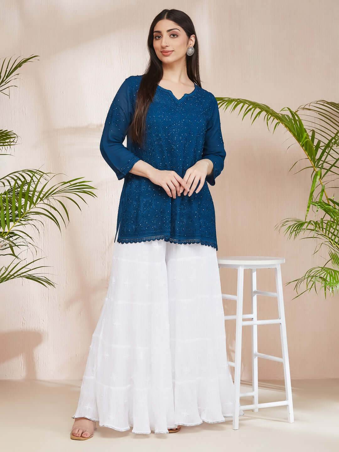 ALISHA Chikankari Straight Top - KRI CHIKANKARI