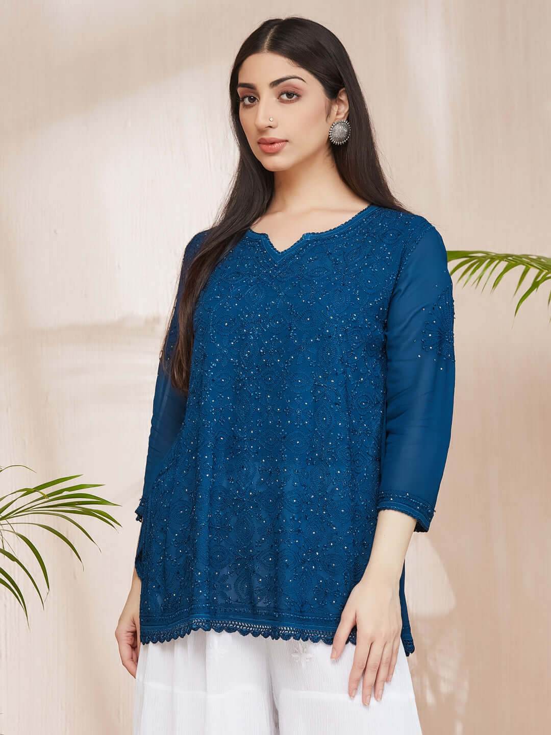ALISHA Chikankari Straight Top - KRI CHIKANKARI