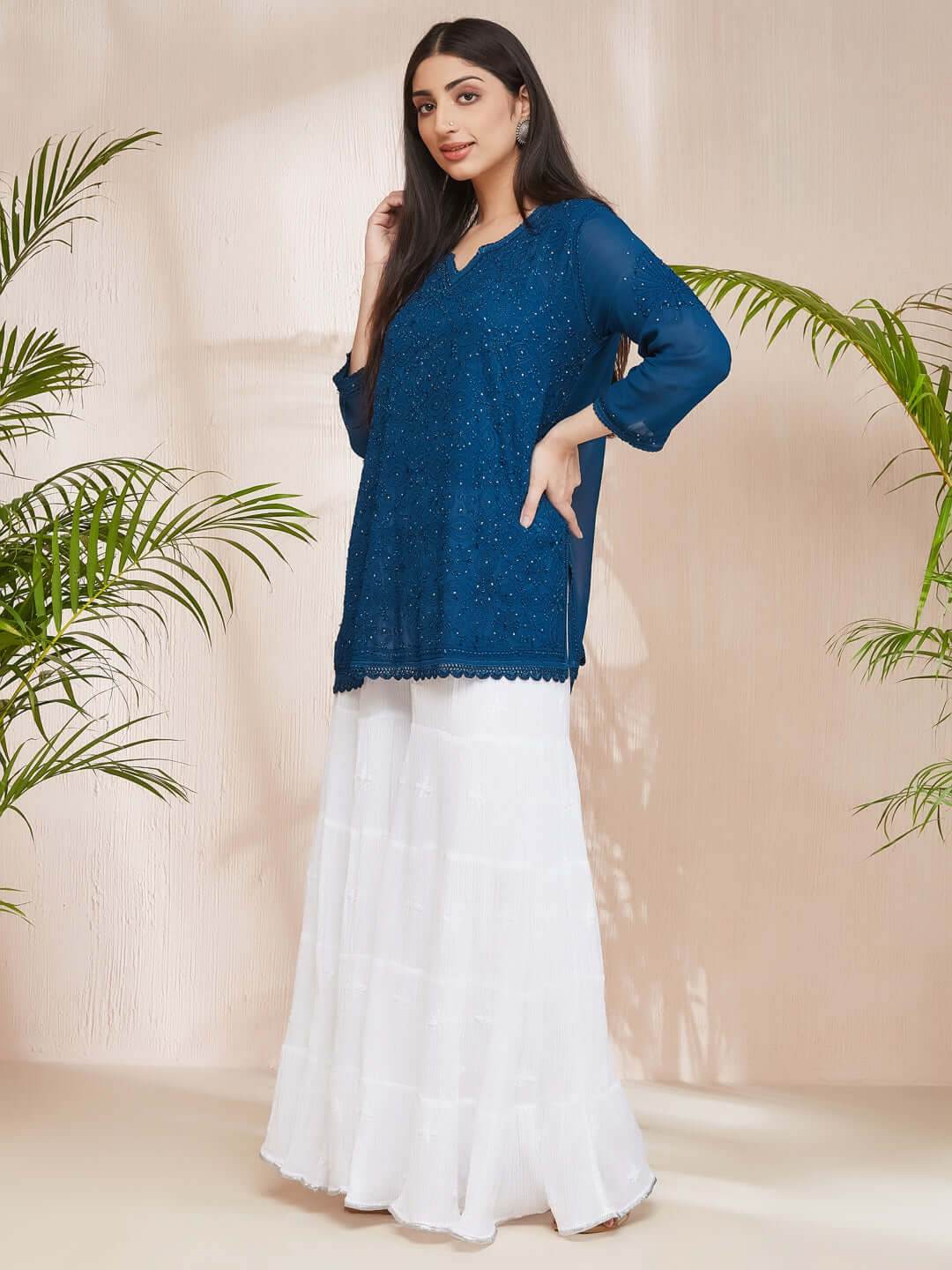 ALISHA Chikankari Straight Top - KRI CHIKANKARI
