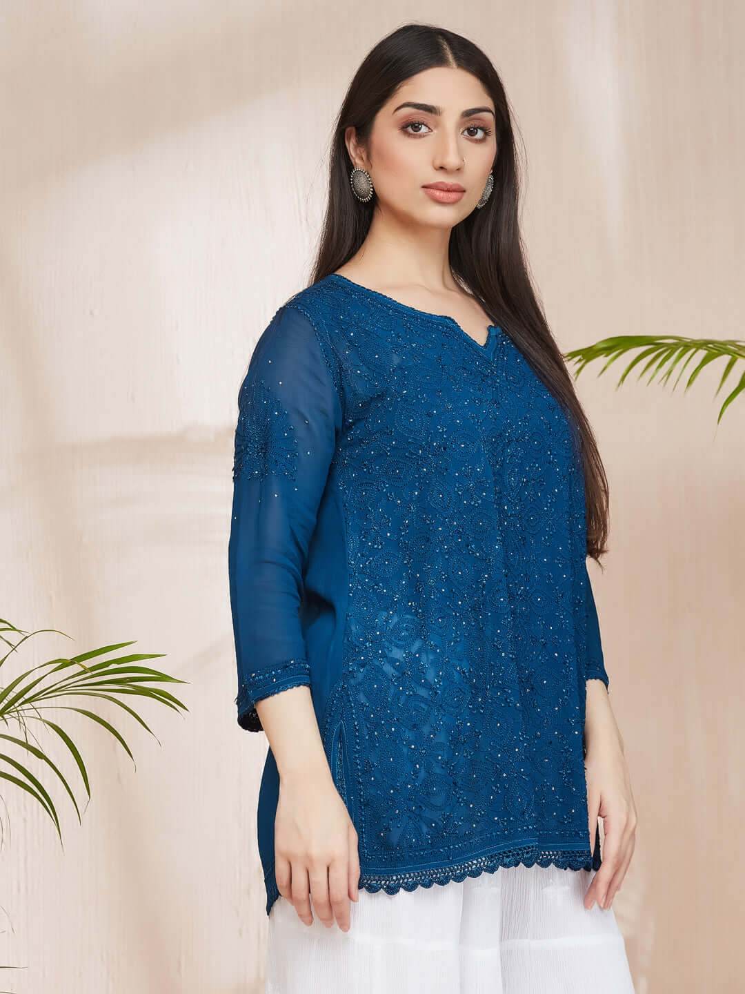 ALISHA Chikankari Straight Top - KRI CHIKANKARI