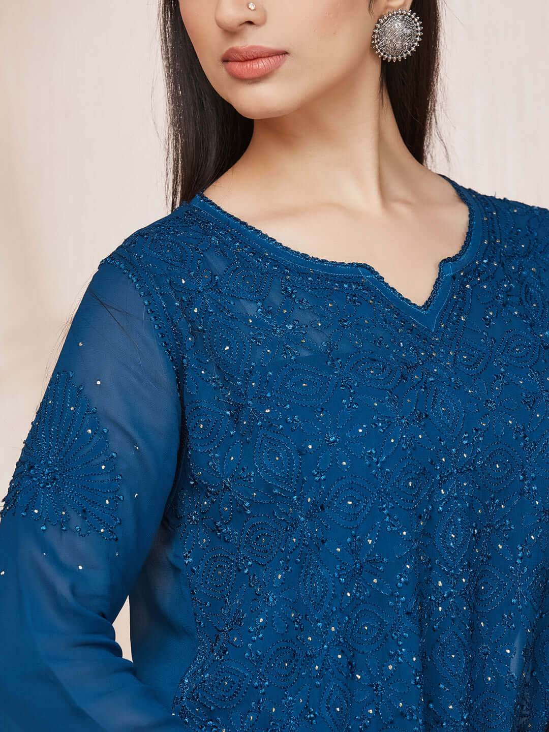 ALISHA Chikankari Straight Top - KRI CHIKANKARI