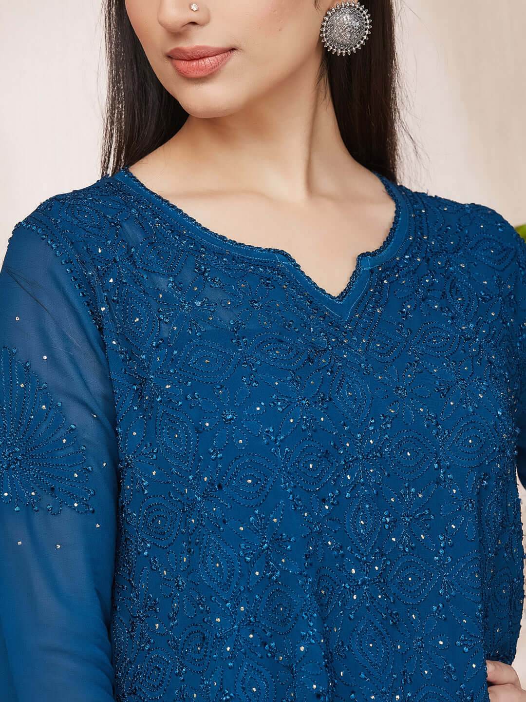 ALISHA Chikankari Straight Top - KRI CHIKANKARI