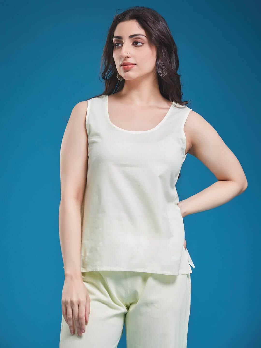 ARCHI Chikankari Kota Pista Green Co-ord Set - KRI CHIKANKARI