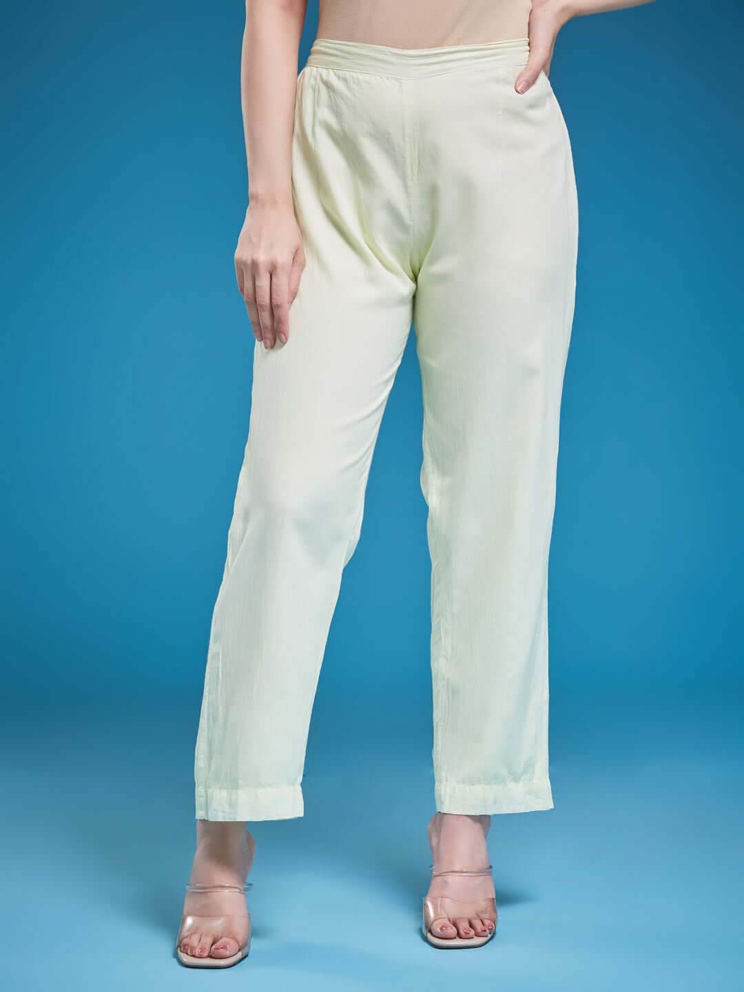 ARCHI Chikankari Kota Pista Green Co-ord Set - KRI CHIKANKARI