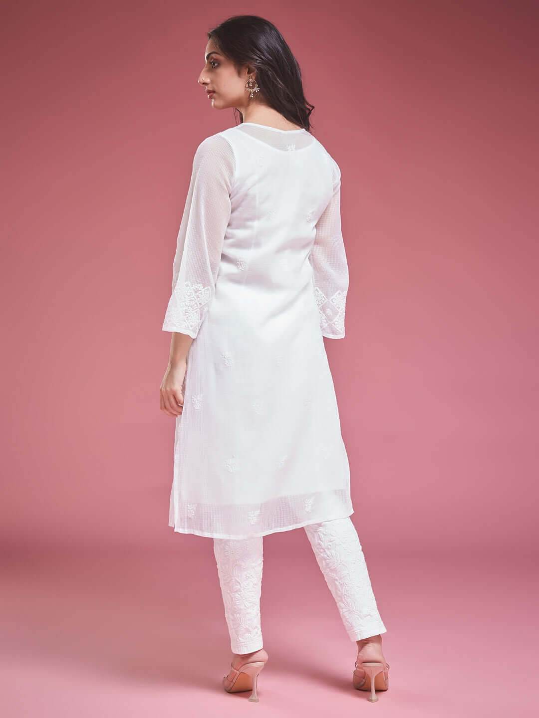 AZEEZA Chikankari Bell Sleeves Kurti - KRI CHIKANKARI