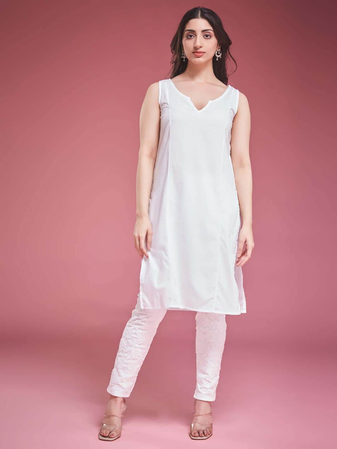 AZEEZA Chikankari Bell Sleeves Kurti - KRI CHIKANKARI