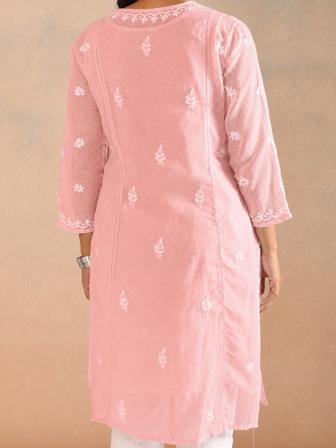 SIRAA CHIKANKARI PINK KOTA KURTA