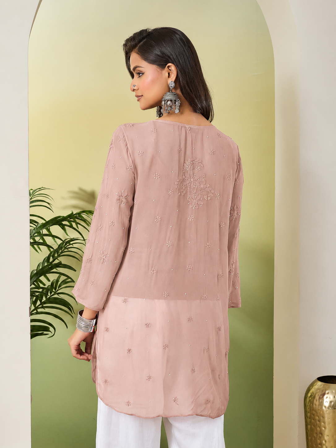 JUHI CHIKANKARI GEORGETTE ALMOND  TOP