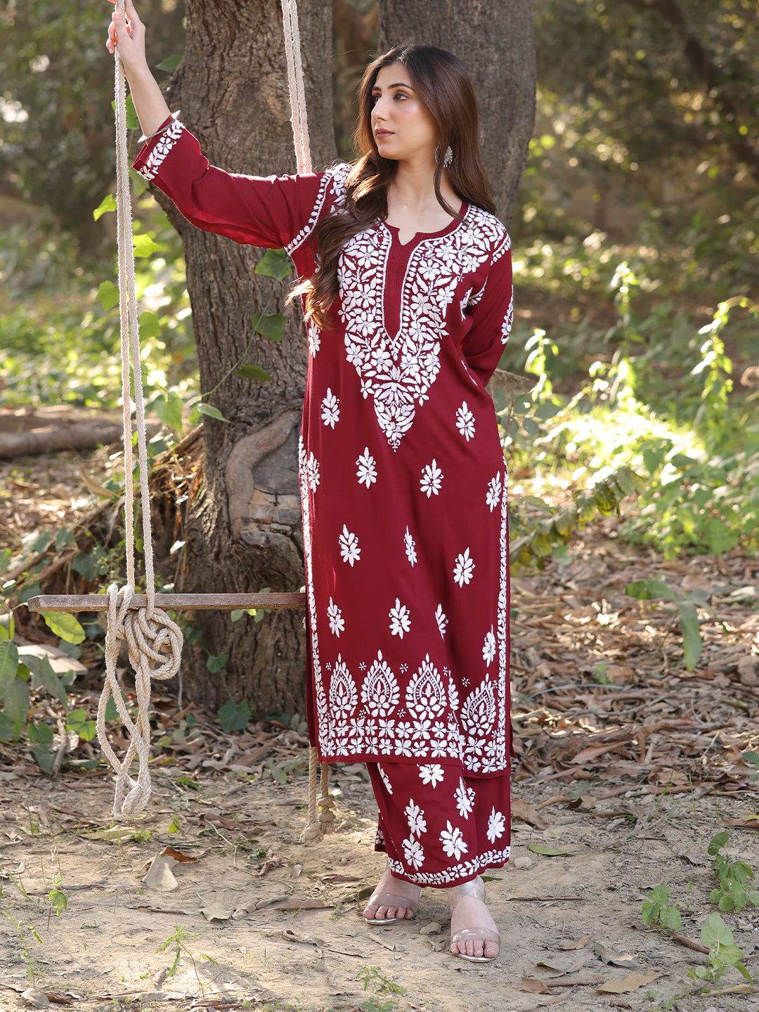 EHSAAS Chikankari Modal Co-ord Set - KRI CHIKANKARI