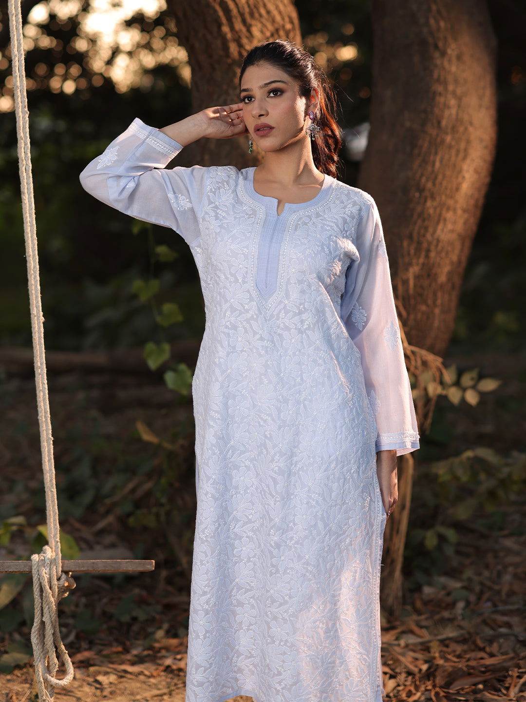 EILEEN Chikankari Cotton Kurta - KRI CHIKANKARI
