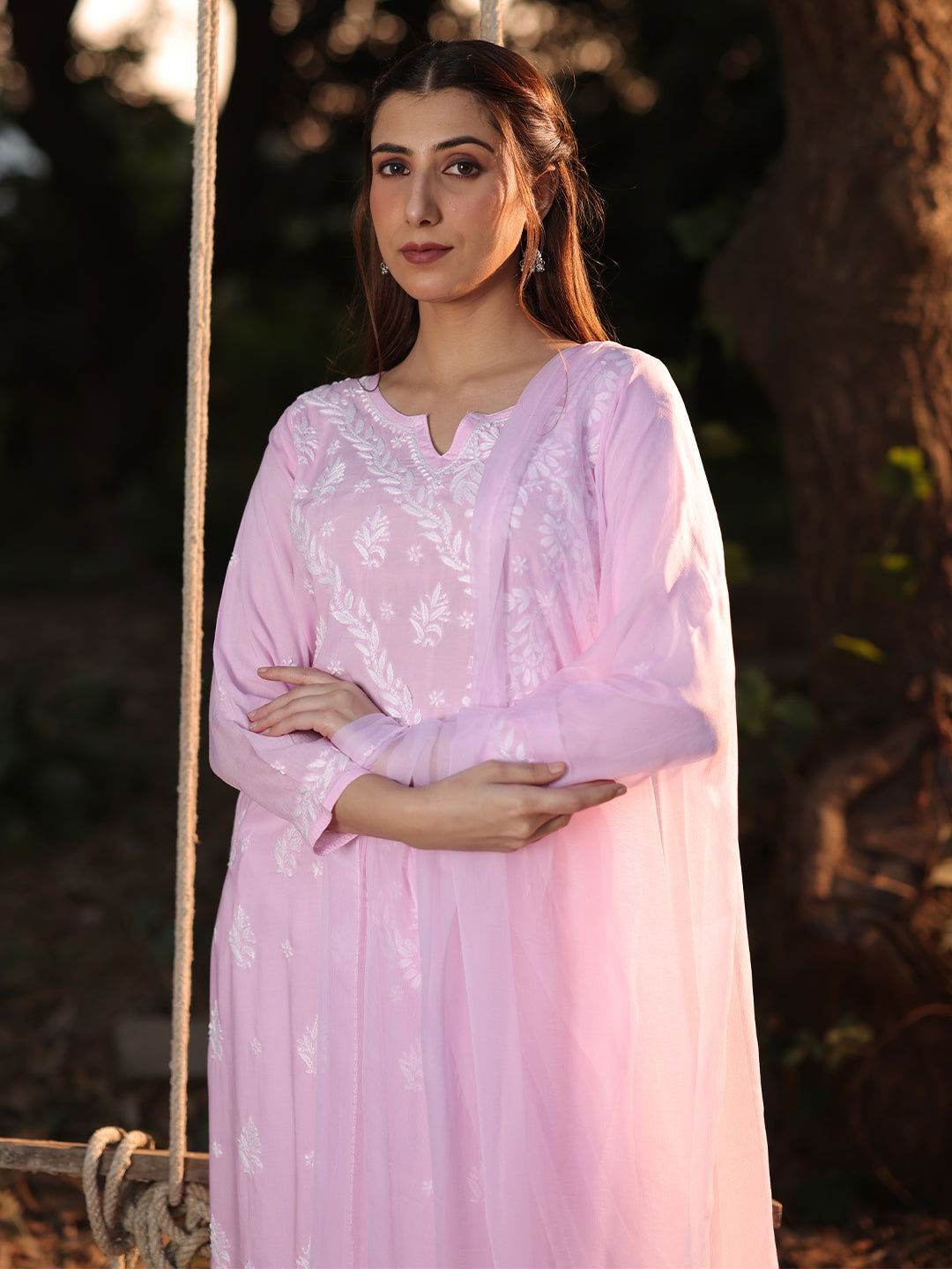 ERMINA Chikankari Modal Kurta - KRI CHIKANKARI