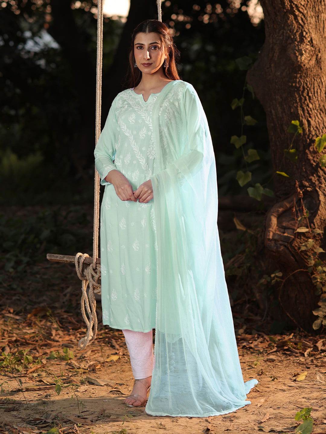 ERMINA Chikankari Modal Kurta - KRI CHIKANKARI