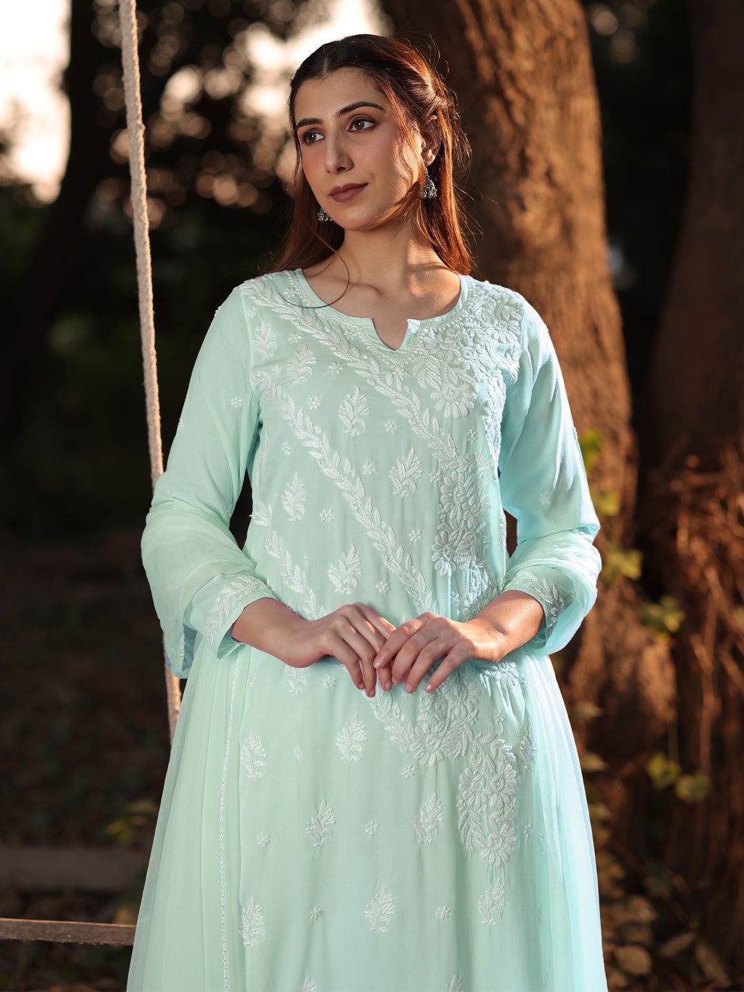 ERMINA Chikankari Modal Kurta - KRI CHIKANKARI