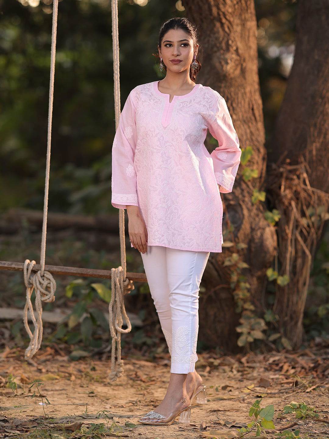 EYANA Chikankari Cotton Top - KRI CHIKANKARI