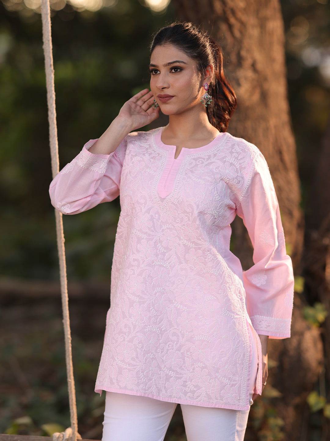 EYANA Chikankari Cotton Top - KRI CHIKANKARI
