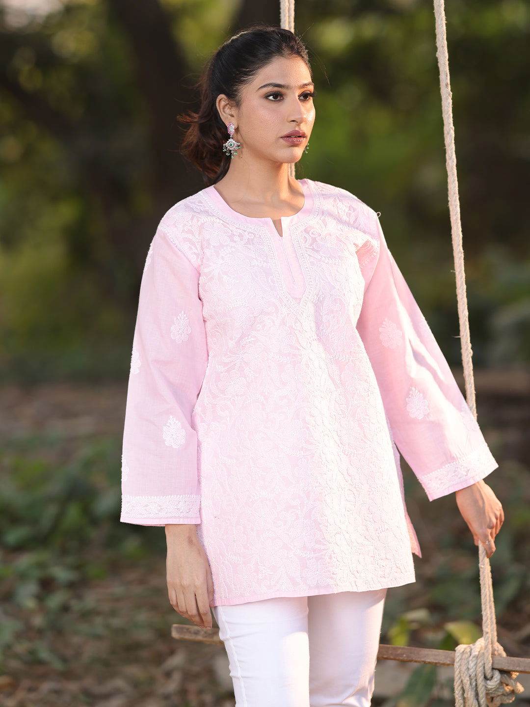 EYANA Chikankari Cotton Top - KRI CHIKANKARI