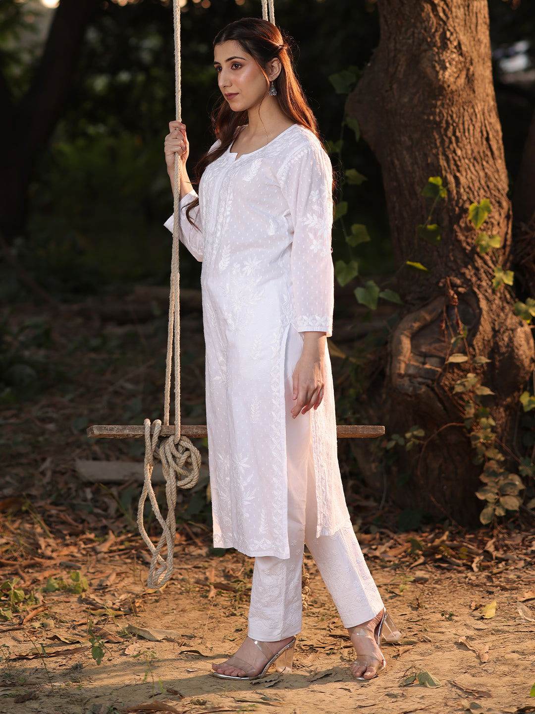 FAIMA Chikankari Cotton Kurta - KRI CHIKANKARI
