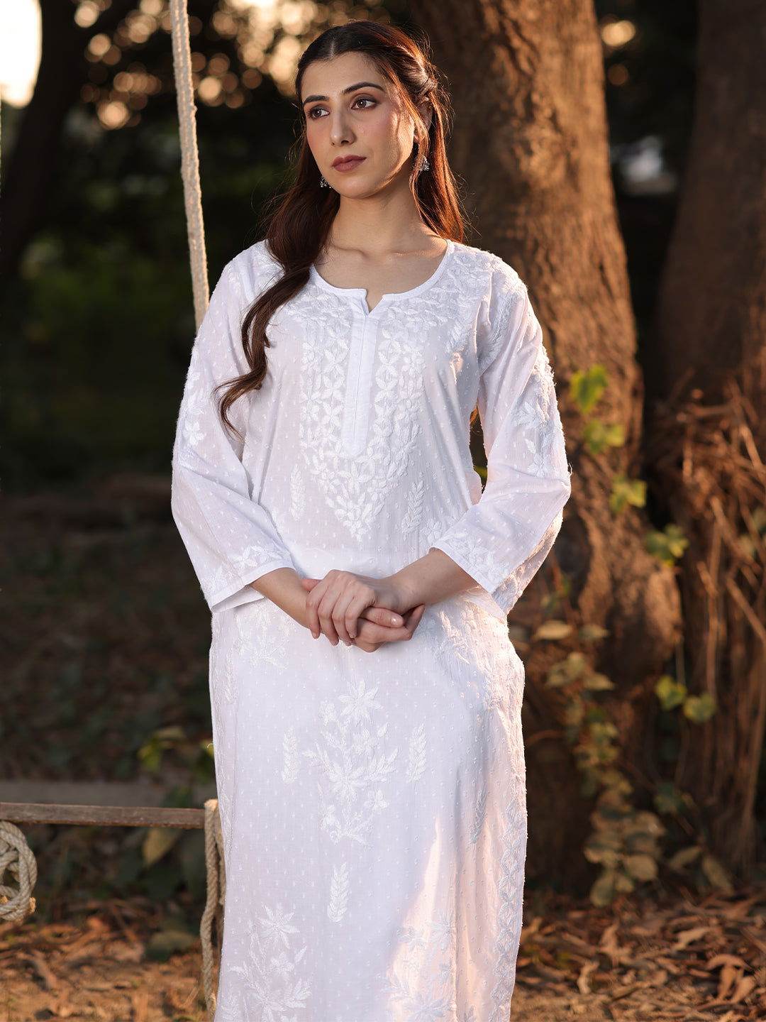 FAIMA Chikankari Cotton Kurta - KRI CHIKANKARI