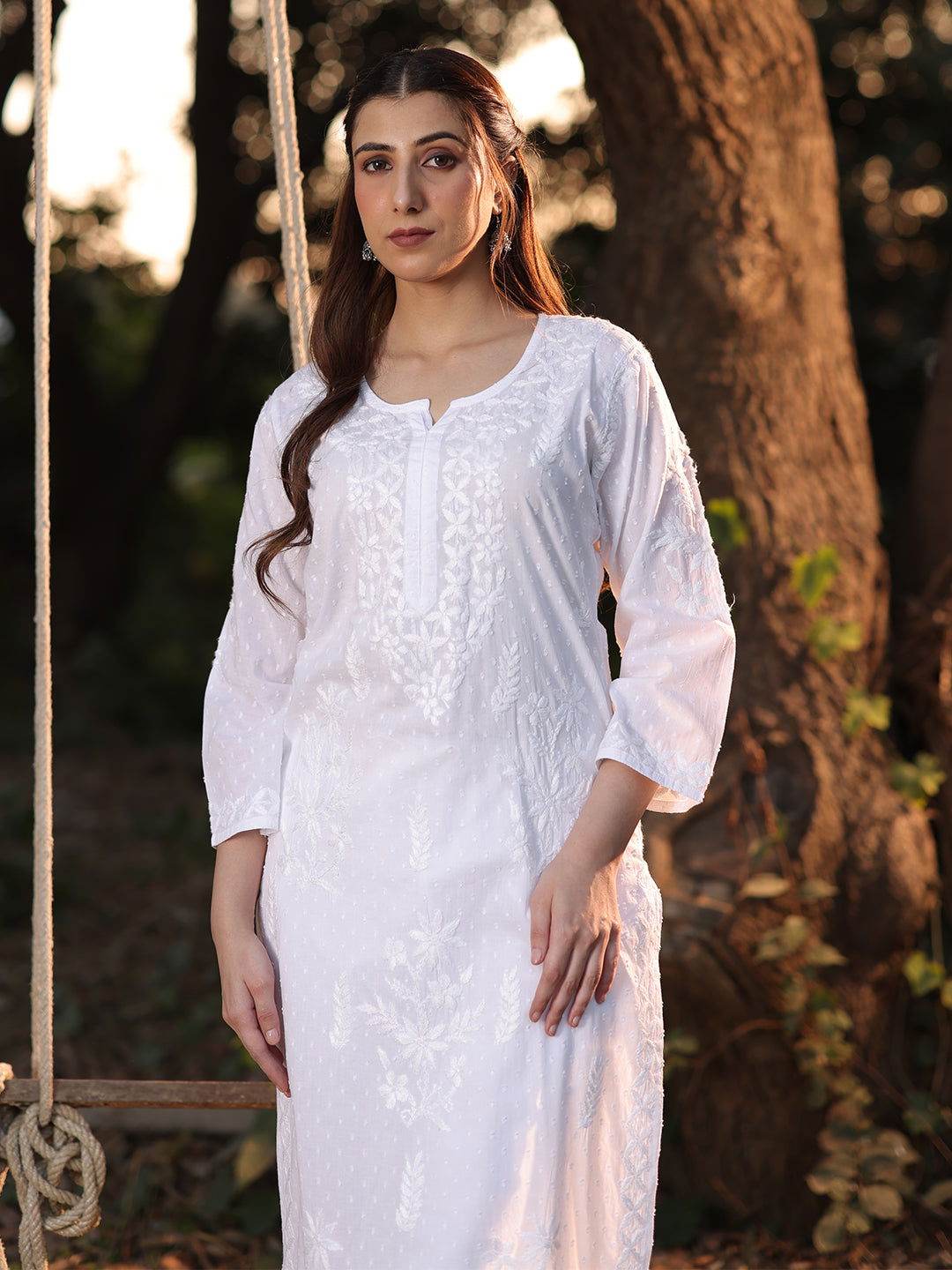 FAIMA Chikankari Cotton Kurta - KRI CHIKANKARI