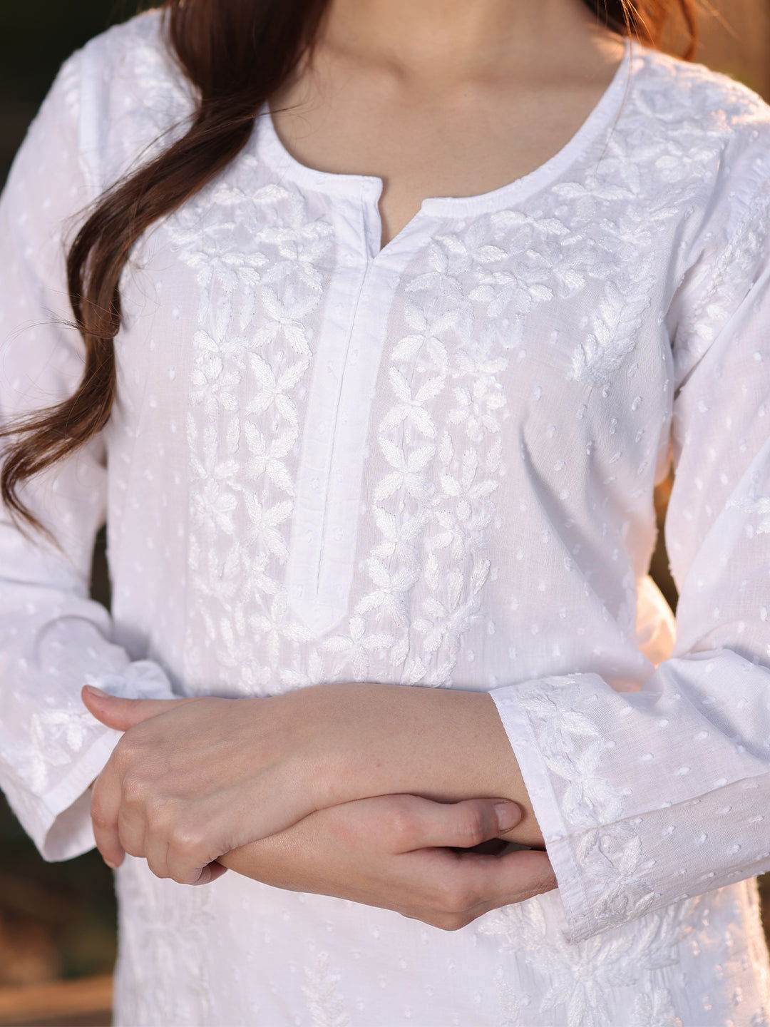 FAIMA Chikankari Cotton Kurta - KRI CHIKANKARI