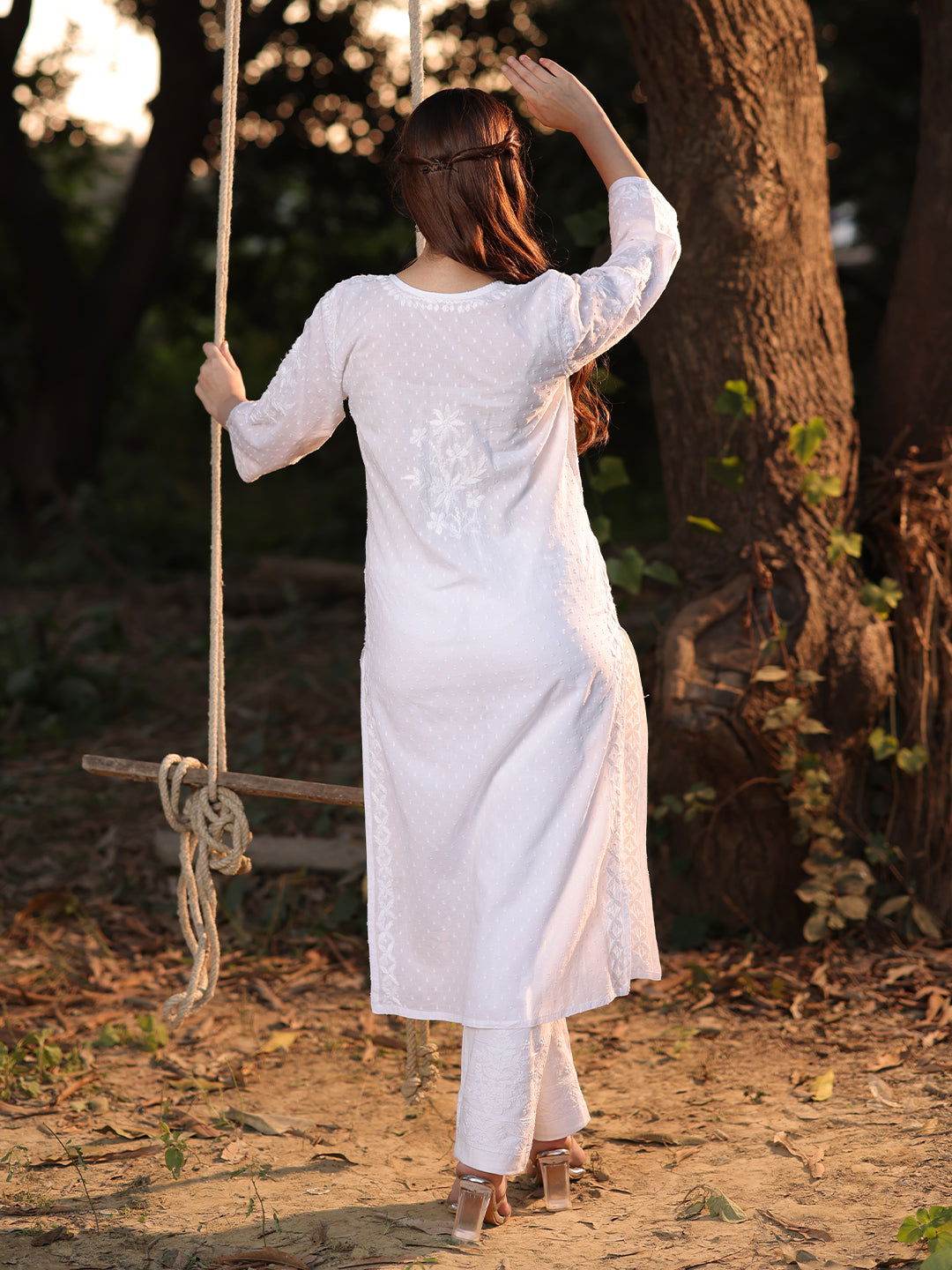 FAIMA Chikankari Cotton Kurta - KRI CHIKANKARI
