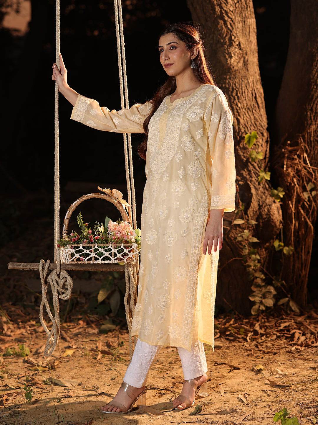 FEIYAZ Chikankari Cotton Kurta - KRI CHIKANKARI