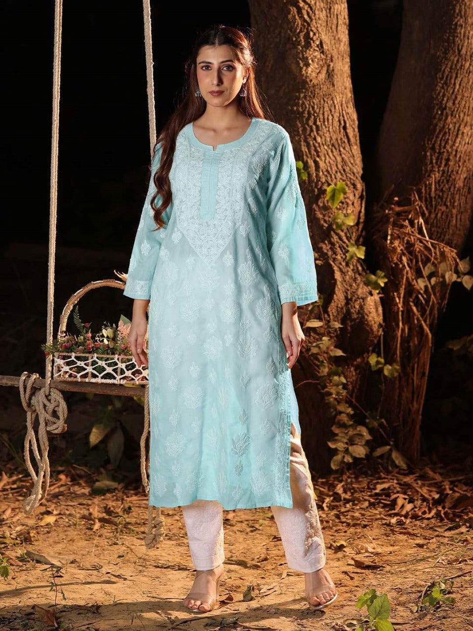 FEIYAZ Chikankari Cotton Kurta - KRI CHIKANKARI