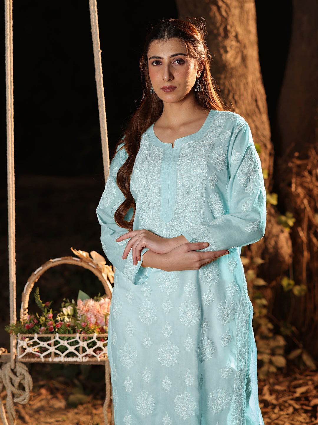 FEIYAZ Chikankari Cotton Kurta - KRI CHIKANKARI