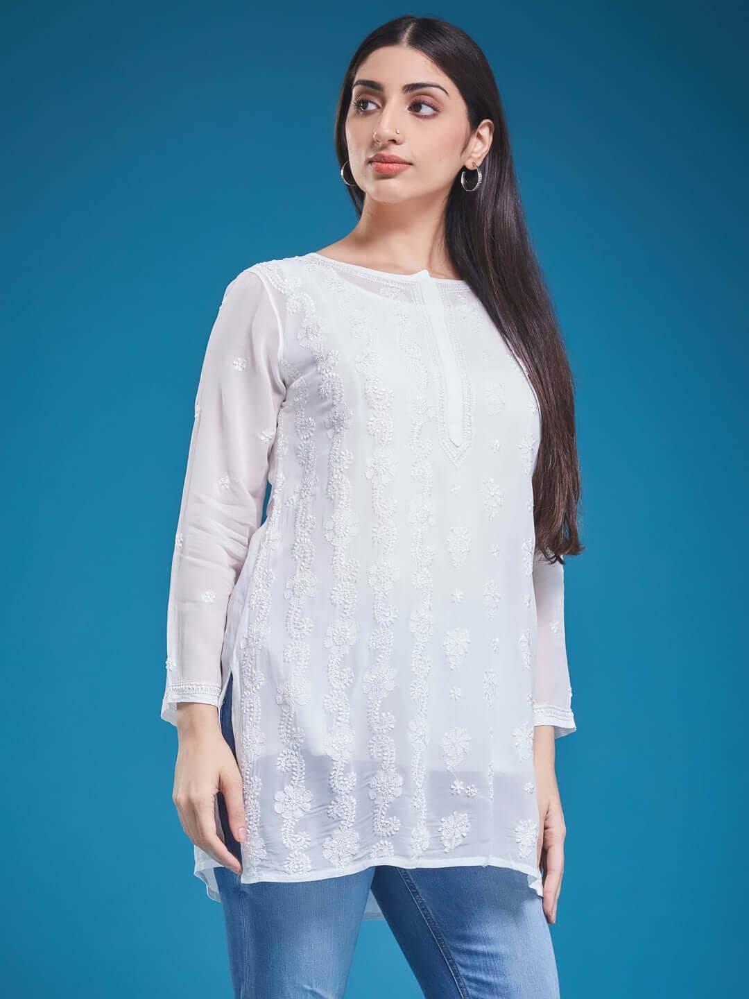 GUL Chikankari Georgette Top - KRI CHIKANKARI