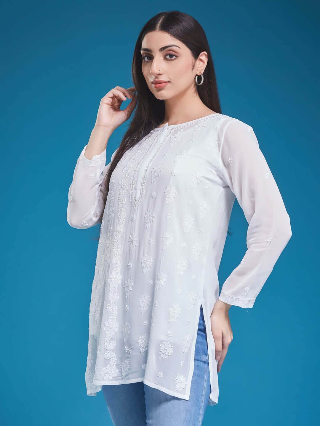 GUL Chikankari Georgette Top - KRI CHIKANKARI