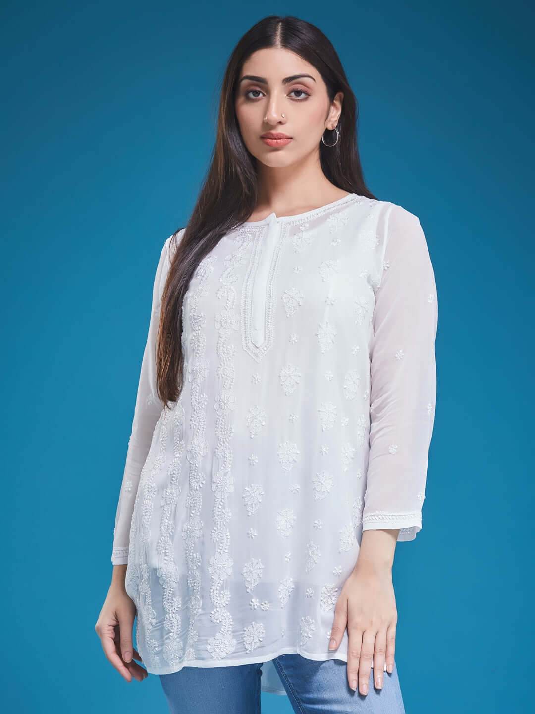 GUL Chikankari Georgette Top - KRI CHIKANKARI