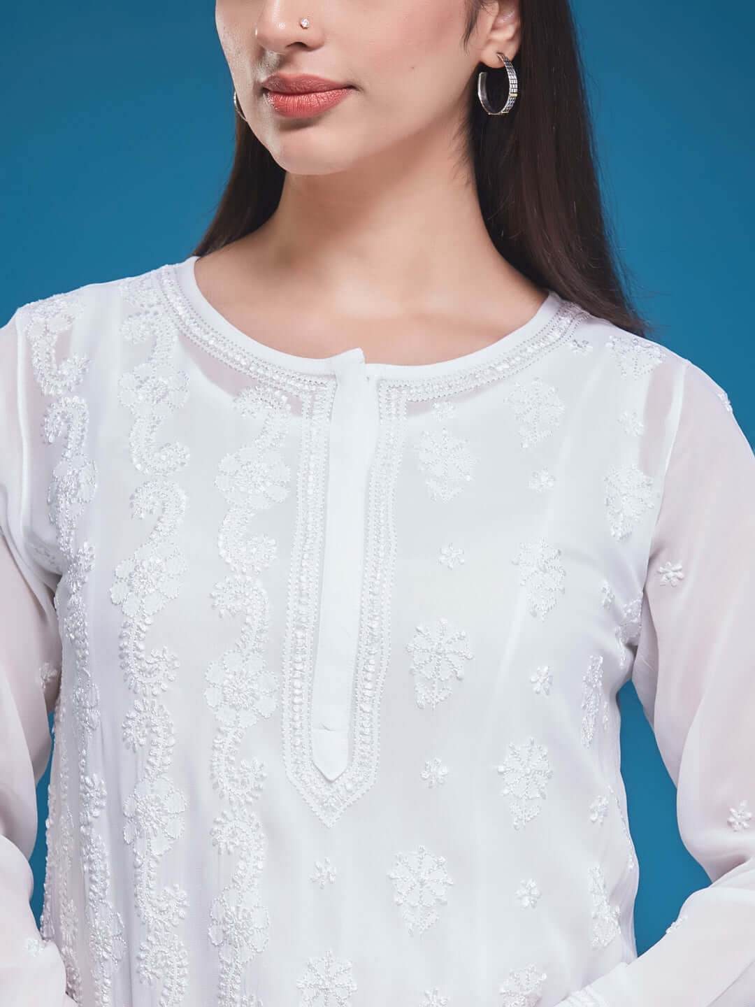 GUL Chikankari Georgette Top - KRI CHIKANKARI