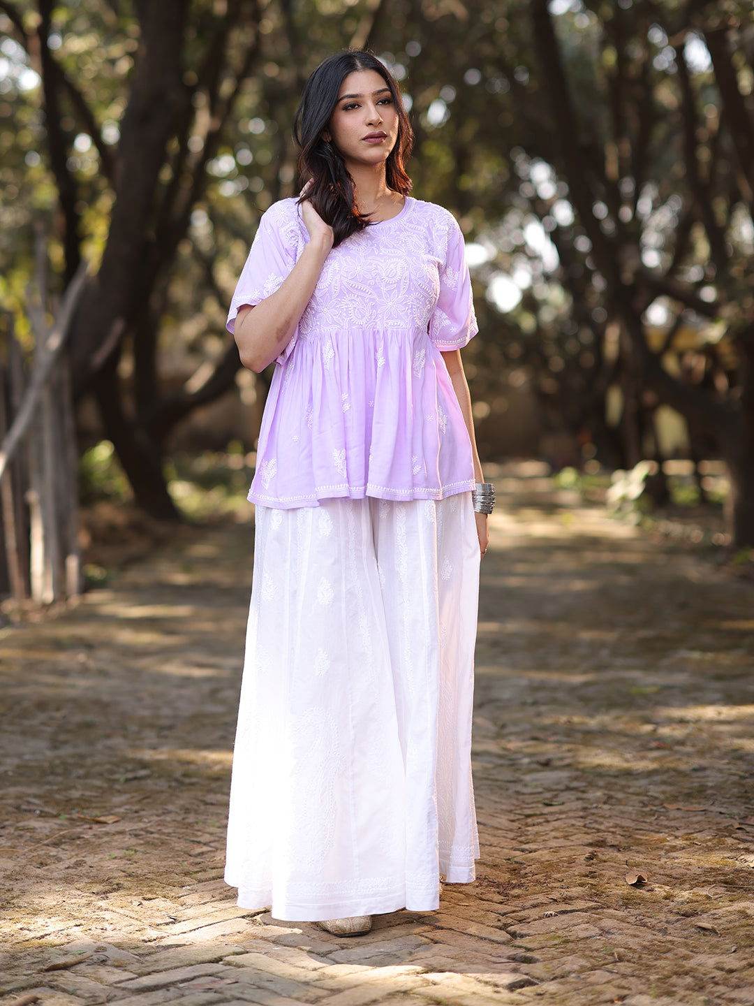 HAFSA Chikankari Modal Top - KRI CHIKANKARI