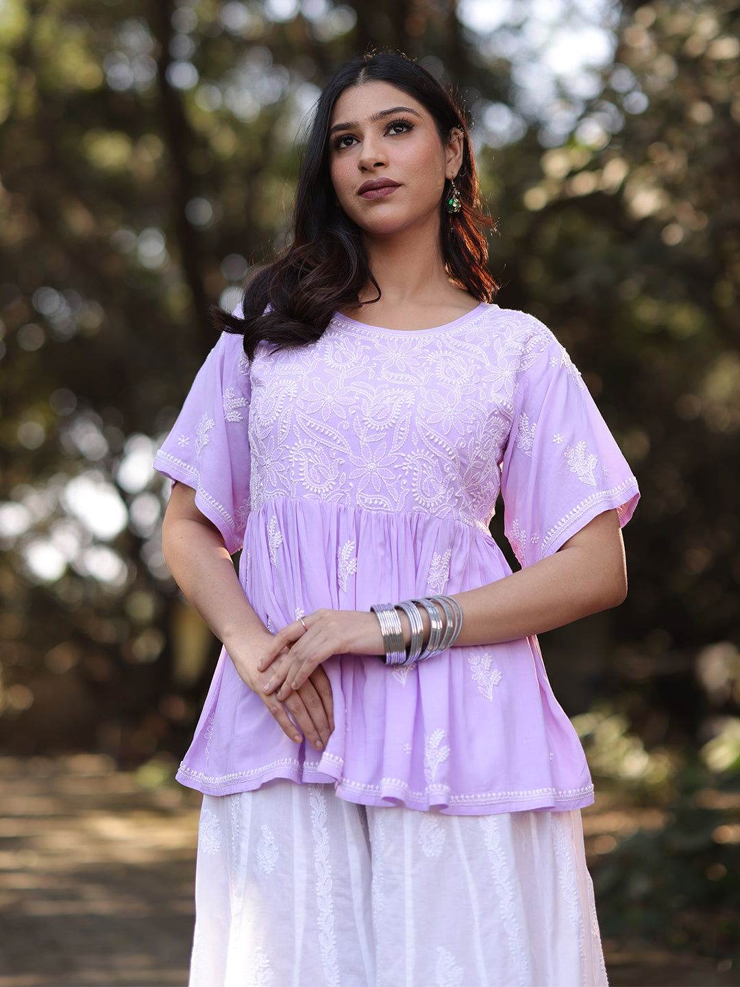 HAFSA Chikankari Modal Top - KRI CHIKANKARI