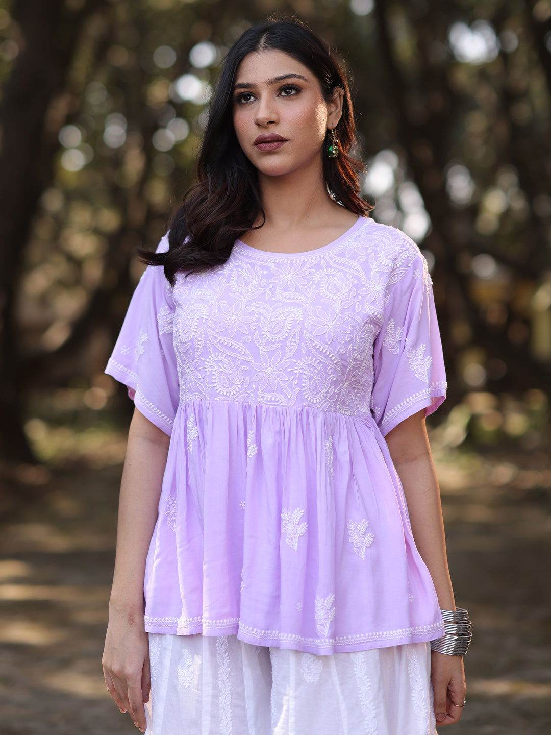 HAFSA Chikankari Modal Top - KRI CHIKANKARI