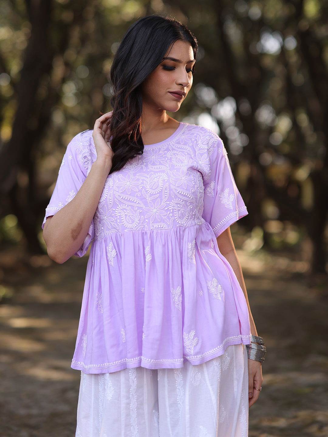 HAFSA Chikankari Modal Top - KRI CHIKANKARI