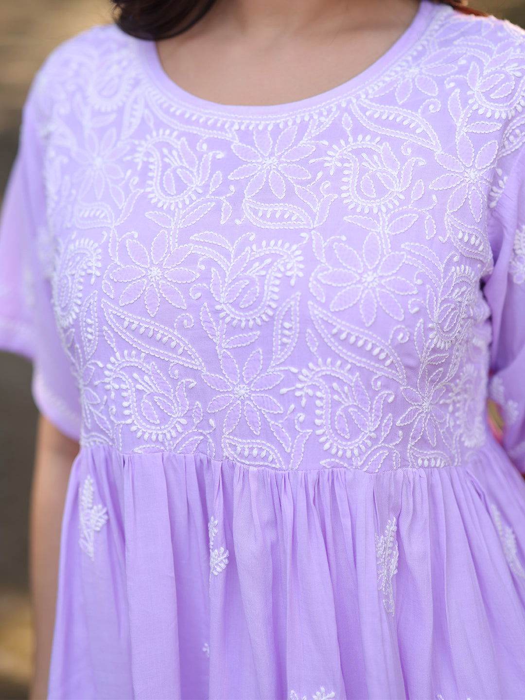 HAFSA Chikankari Modal Top - KRI CHIKANKARI