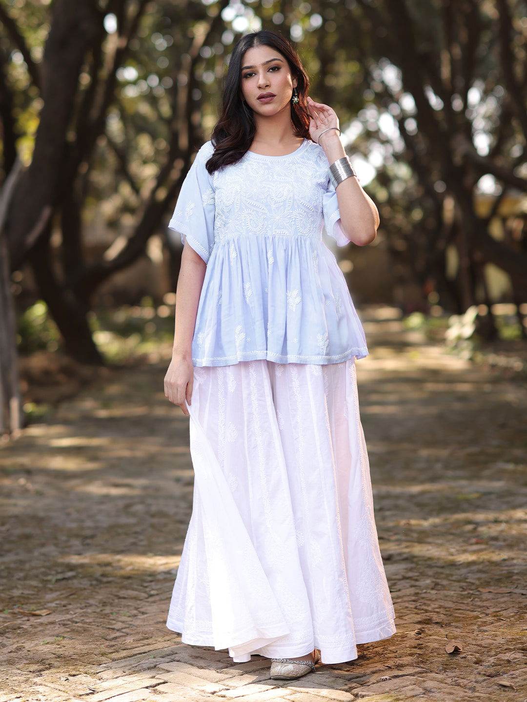 HAFSA Chikankari Modal Top - KRI CHIKANKARI