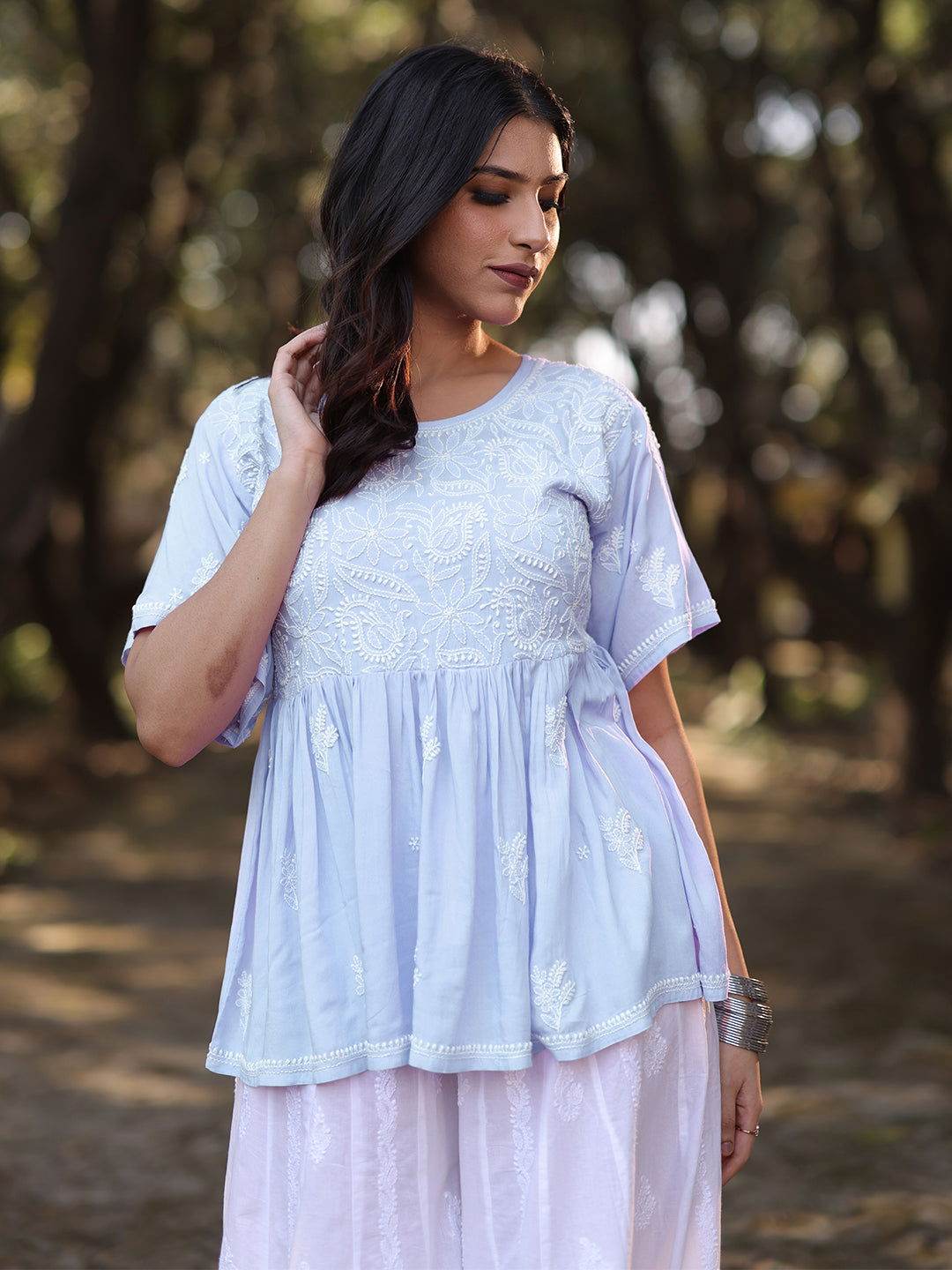 HAFSA Chikankari Modal Top - KRI CHIKANKARI