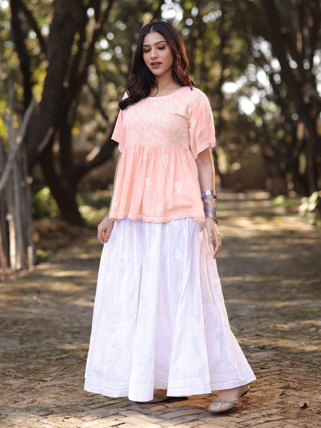 HAFSA Chikankari Modal Top - KRI CHIKANKARI