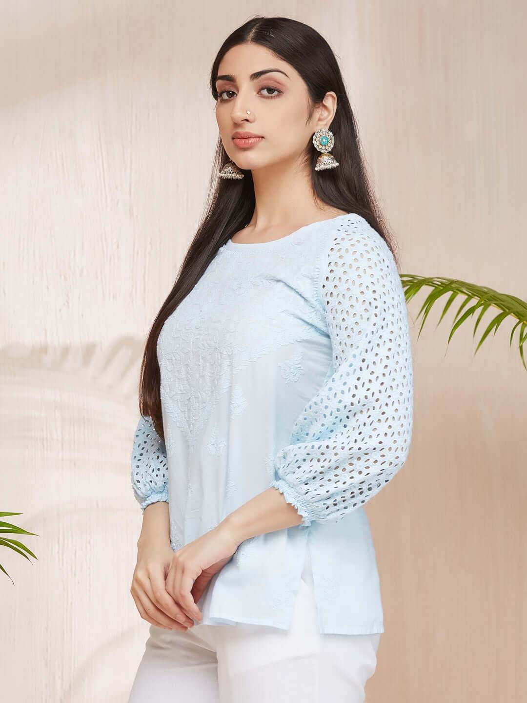 HAKOBA Chikankari Cotton Top - KRI CHIKANKARI