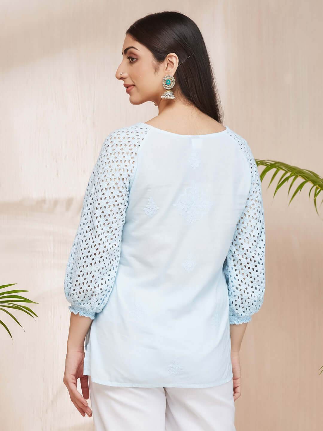 HAKOBA Chikankari Cotton Top - KRI CHIKANKARI