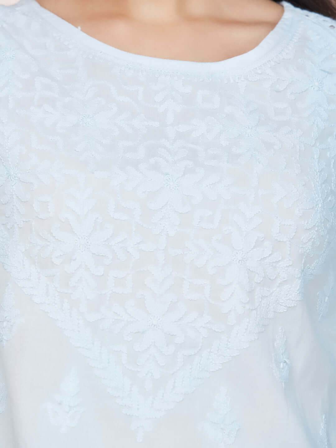 HAKOBA Chikankari Cotton Top - KRI CHIKANKARI