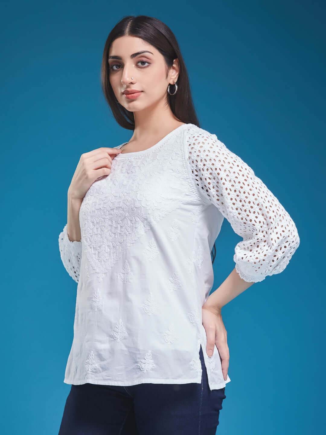 HAKOBA Chikankari Cotton Top - KRI CHIKANKARI