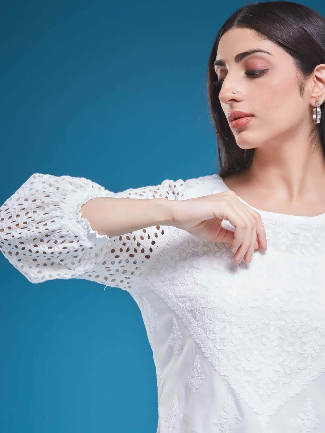 HAKOBA Chikankari Cotton Top - KRI CHIKANKARI