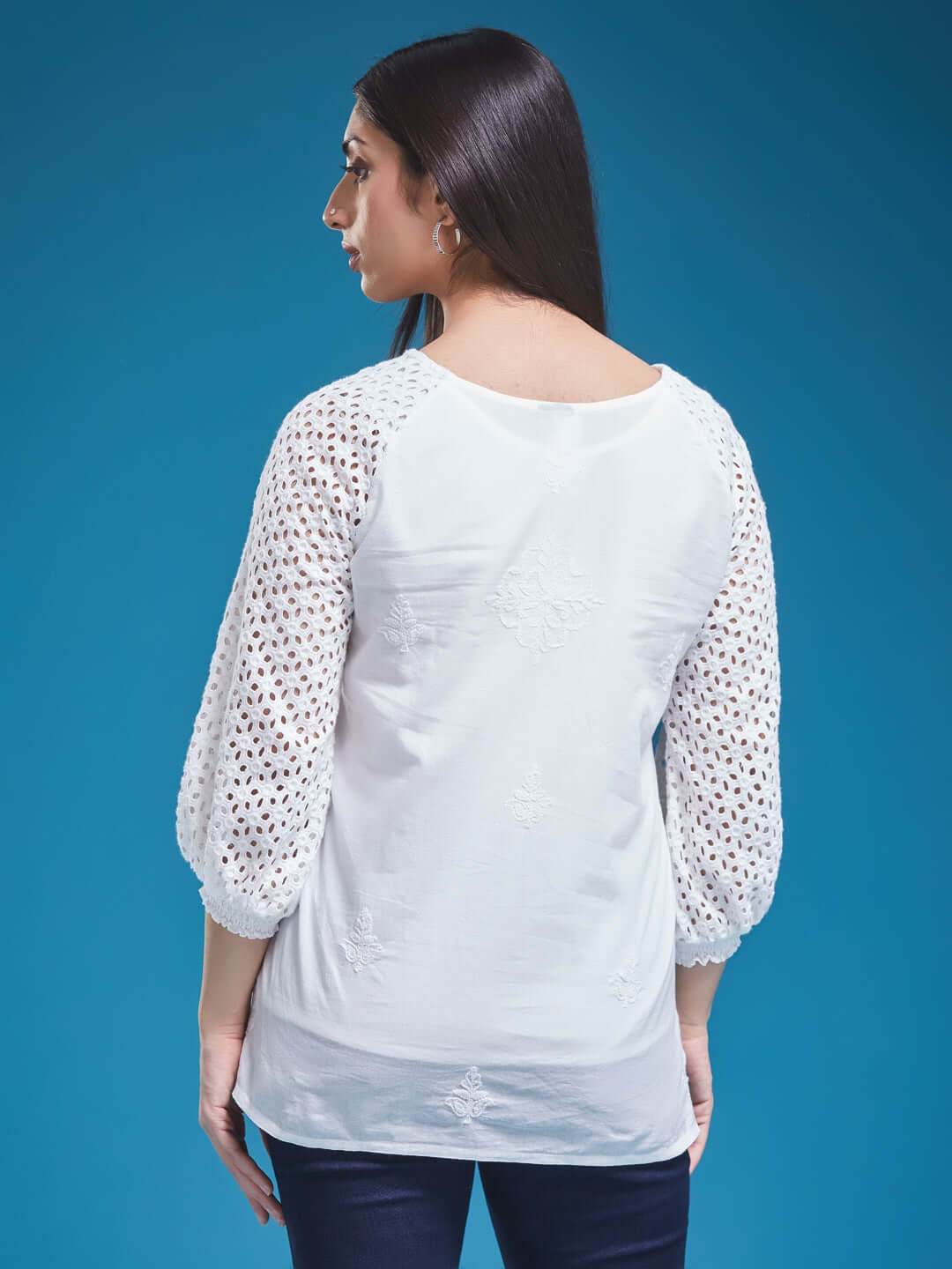 HAKOBA Chikankari Cotton Top - KRI CHIKANKARI